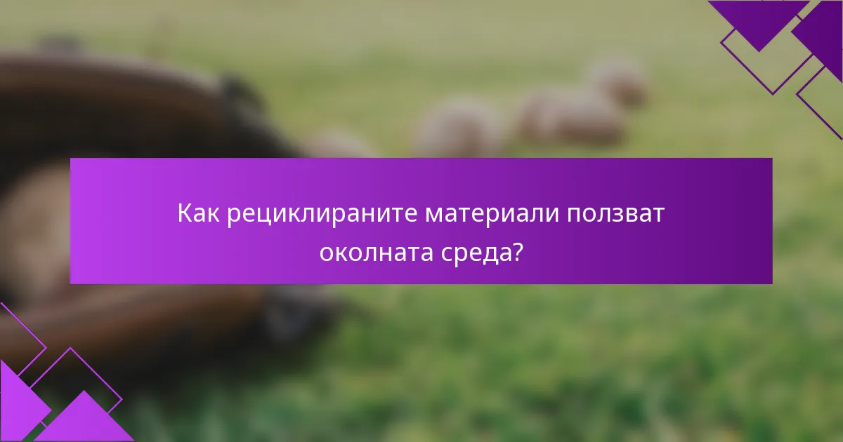 Как рециклираните материали ползват околната среда?
