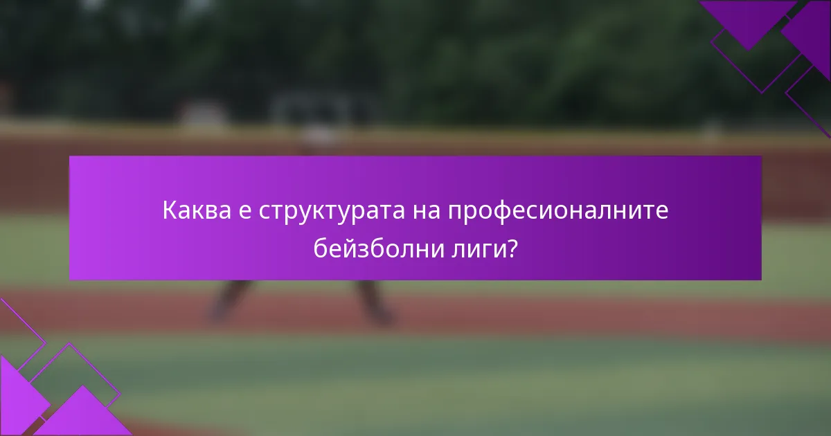 Каква е структурата на професионалните бейзболни лиги?