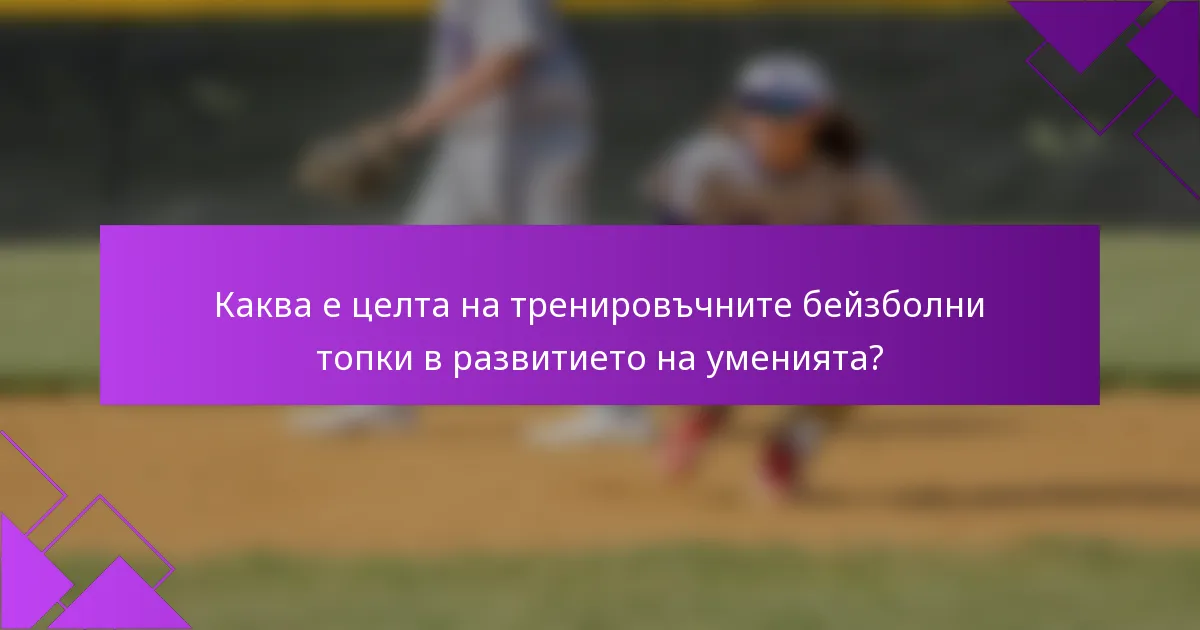 Каква е целта на тренировъчните бейзболни топки в развитието на уменията?