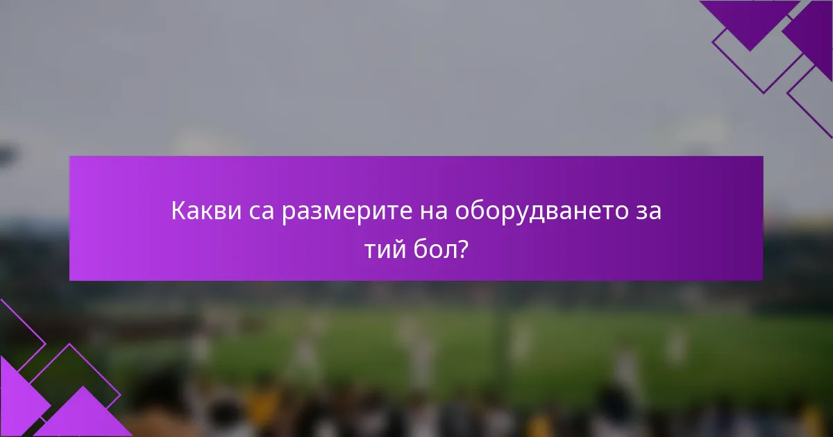 Какви са размерите на оборудването за тий бол?